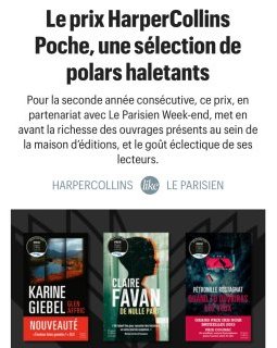 On a la sélection du Prix Le Parisien Week-end - Harper Collins Poche ! 